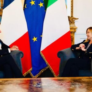 Meloni and Macron hold bilateral talks. Image credit: Palazzo Chiggi