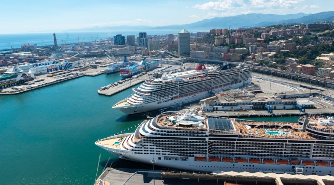 Protests in genoa and Venice over touristification of the cities. Both are ports of call for big cruise ships. Pictured - cruise ships in genoa. © Autorita’ di Sistema Portuale del Mar Ligure Occidentale