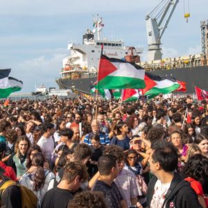 Genoa dockers threaten Israel trade blockade Genoa dockers protest against Gaza incursions and threaten trade blockade. Image: Laura Lezza/Getty Images