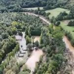 still from video of flooding by Vigili del Fuoco on X