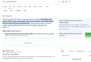 AI Overviews - ItalY news Online example