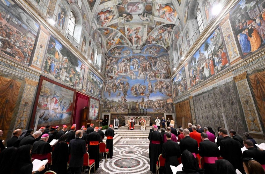 The ecumenical service in the Sistine Chapel, attended by King Charles and Pope Leo. Image credit: Vatican media