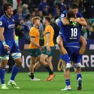 Italy defeat Australia again in historic rugby victory Italian rugby team celebrate after beating Australia. Image credit: Andrea Bressanutti &LA Presse via AP