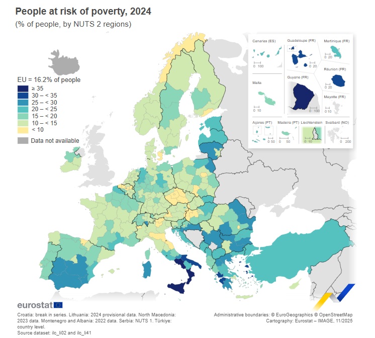 People at risk of poverty 2024. Credit: Eurostat