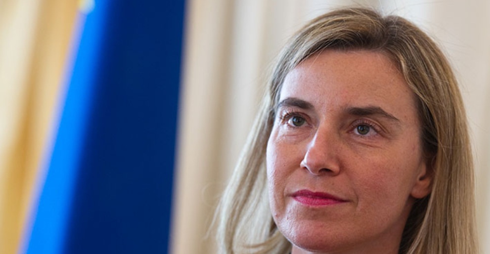 Mogherini resigns from College of Europe post. Image shows a head shot of Federica Mogherini