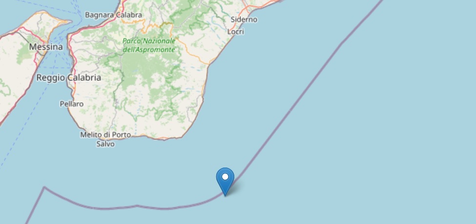 Site of this morning-s Calabria earthquake. Image credit> INGV
