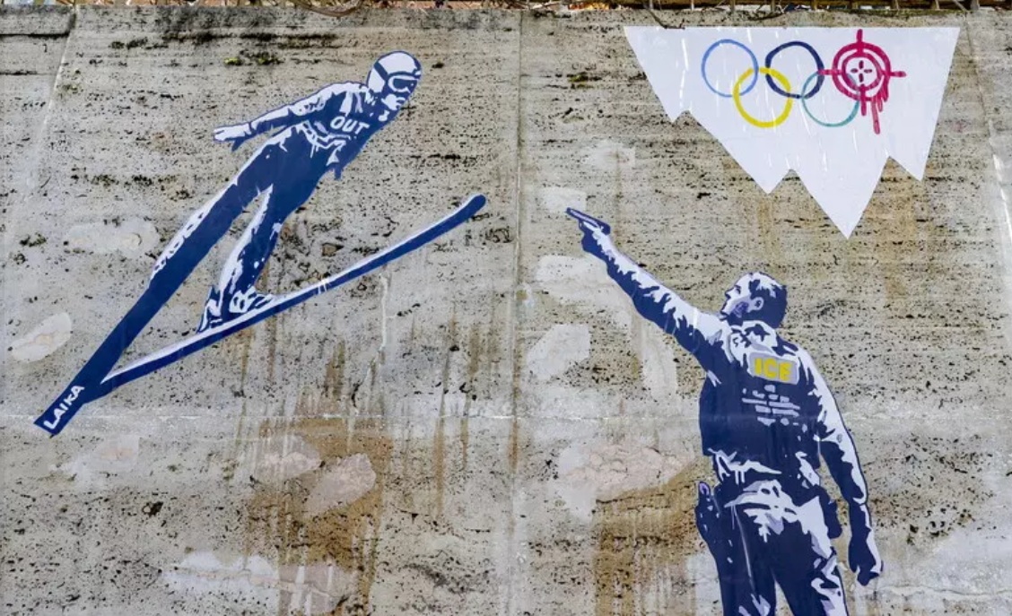 ICE Out - piece by street artist Laika in Rome.