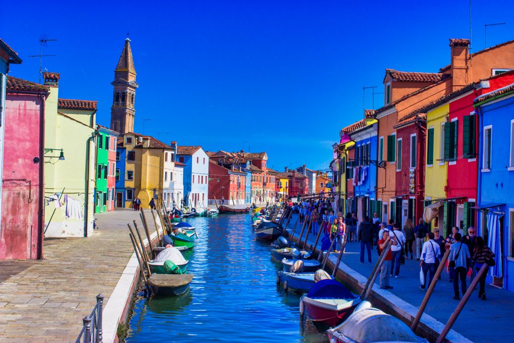 Colourful houses on Burano, Venice lagoon