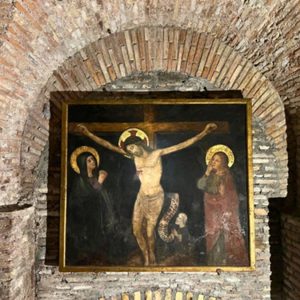 Crucifixion in crypt at Venerable English College Rome, which is now open to the public