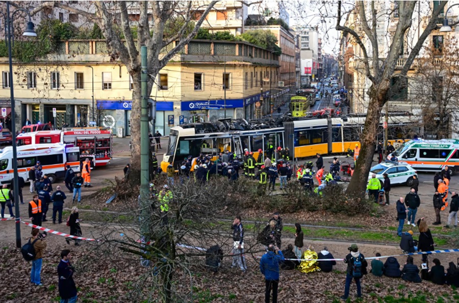 Fatal Milan tram derailment. Image credit: Piero Cruciatti / AFP - Getty Images