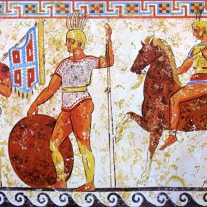 Samnite soldiers from a tomb frieze in Nola, 4th century BC By Anonymous 4th century BCE painter - "Champs de Batailles", April 2010, Public Domain, https://commons.wikimedia.org/w/index.php?curid=10128100