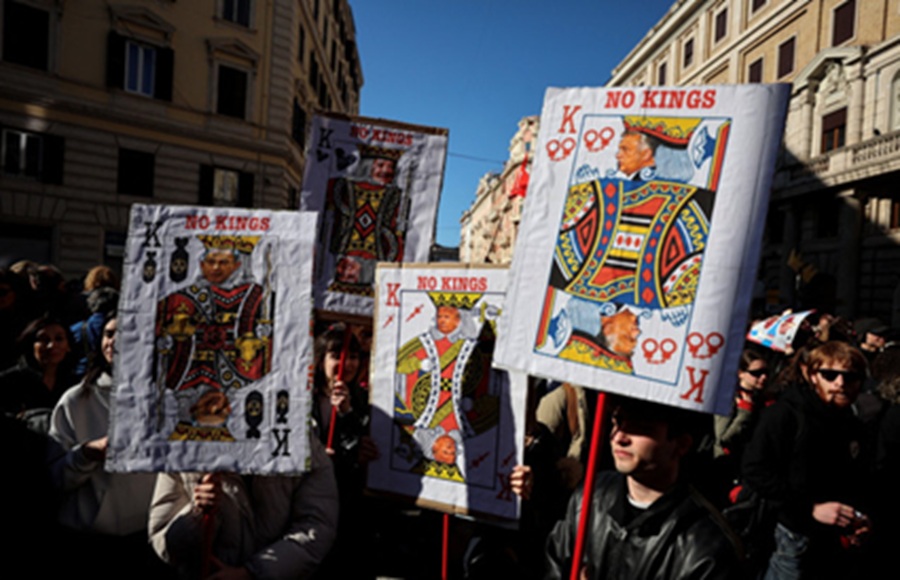 'No Kings' protest in Rome - Image credit: REUTERS/Vincenzo Livieri