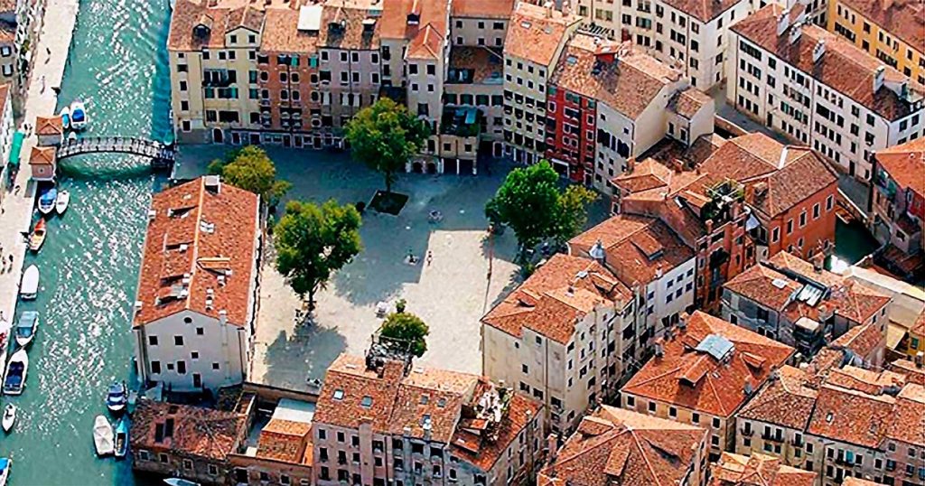 Aerial view of the Ghetto in Venice