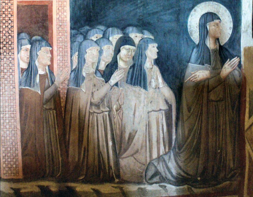 St. Clare of Assisi with nuns of her order (the Poor Clares), fresco from the church of San Damiano, near Assisi, Italy.
Gunnar Bach Pedersen