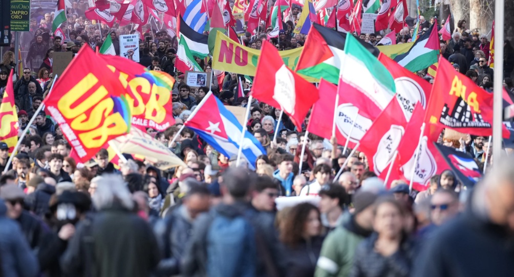 Protest against Middle East war and justice reforms in Rome, 14th March 2026. Image credit: AP PHotos/Andrew Medichini
