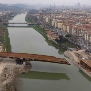 new Florence bridge being moved into position.