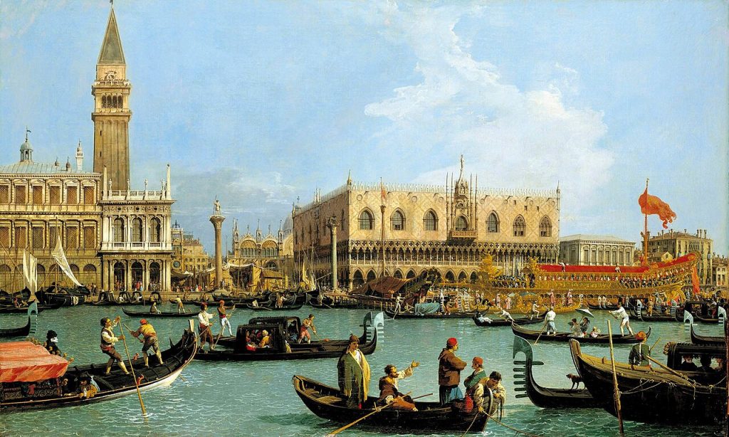 Il Bucintoro on Ascension Day Por Canaletto - istitutosuperioredadda.it = version Royal Collection, Dominio público, https://commons.wikimedia.org/w/index.php?curid=39654278