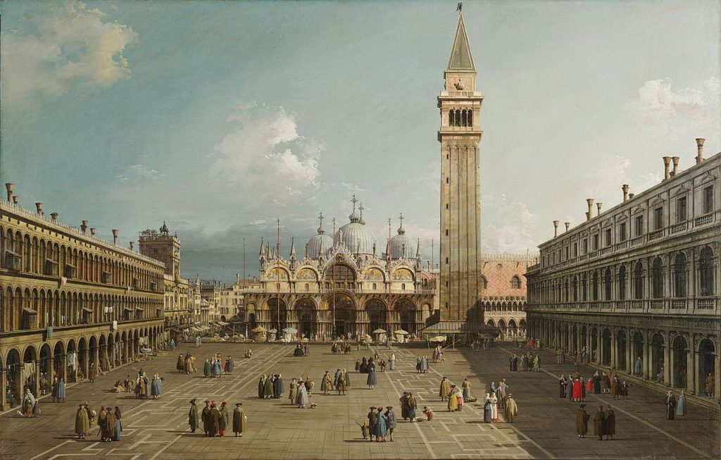 Piazza San Marco with Basilica Por Canaletto - 2. Harvard Art Museums1. Web Gallery of Art:   Imagen  Info about artwork, Dominio público, https://commons.wikimedia.org/w/index.php?curid=409206