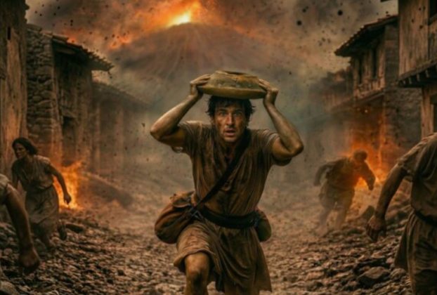AI reconstruction of Pompeii man's final moments in 79AD. image credit: Pompeii Archaeological Park