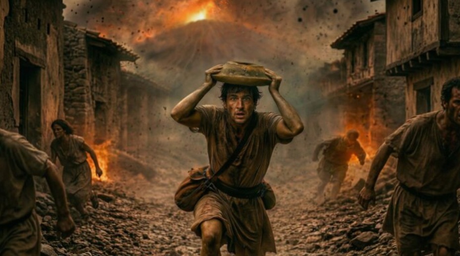 AI reconstruction of Pompeii man's final moments in 79AD. image credit: Pompeii Archaeological Park