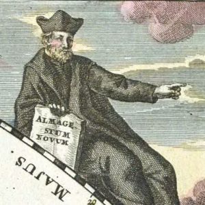 Riccioli as portrayed in the 1742 Atlas Coelestis (plate 3) of Johann Gabriel Doppelmayer. By J G Doppelmayr(Life time: 1677-1750) - Original publication: Published in 1742 in NurembergImmediate source: Atlas Coelestis,1742, Homann: Nuremberg, plate 3, Public Domain, https://en.wikipedia.org/w/index.php?curid=45302951