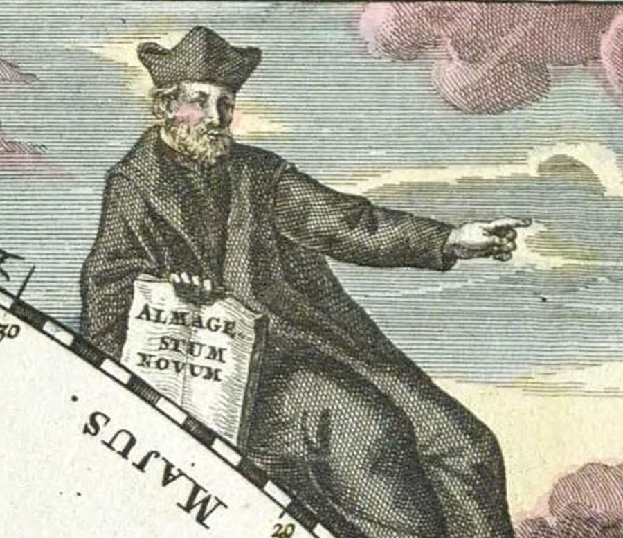 Riccioli as portrayed in the 1742 Atlas Coelestis (plate 3) of Johann Gabriel Doppelmayer. By J G Doppelmayr(Life time: 1677-1750) - Original publication: Published in 1742 in NurembergImmediate source: Atlas Coelestis,1742, Homann: Nuremberg, plate 3, Public Domain, https://en.wikipedia.org/w/index.php?curid=45302951