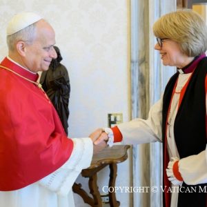Pope Leo XIV and Sarah Mulally, Archbishop of Canterbury. Image credit: VaticanMedia