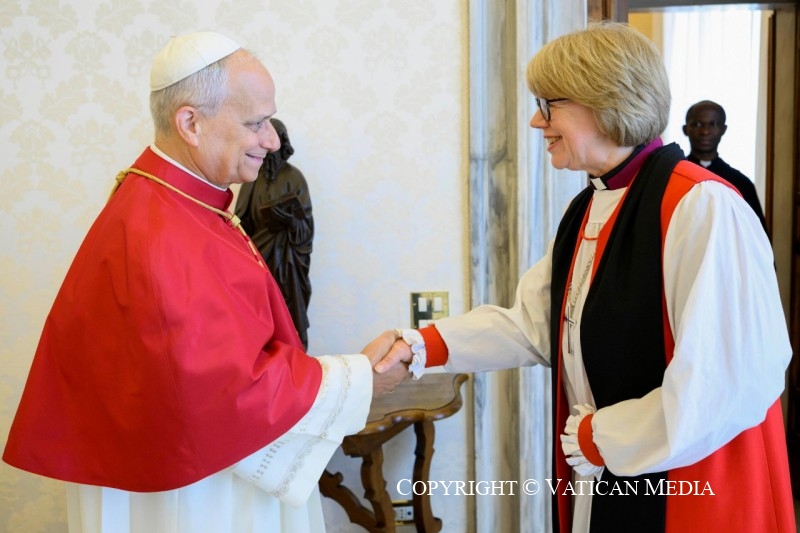 Pope Leo XIV and Sarah Mulally, Archbishop of Canterbury. Image credit: VaticanMedia