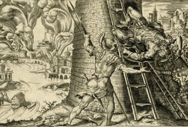 Martin van Heemskerck: Sack of Rome in 1527, killing of the imperial commander Charles III of Bourbon (1555)