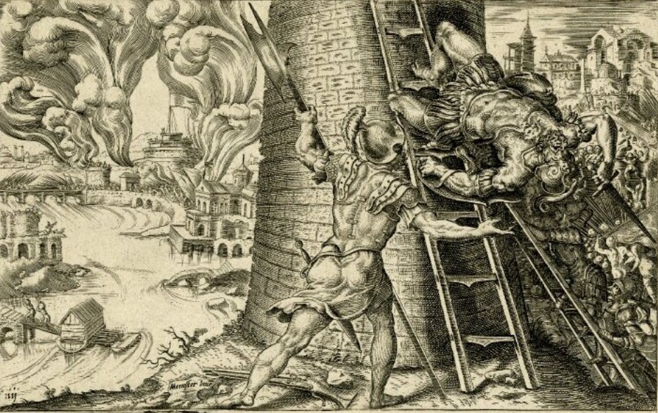 Martin van Heemskerck: Sack of Rome in 1527, killing of the imperial commander Charles III of Bourbon (1555)