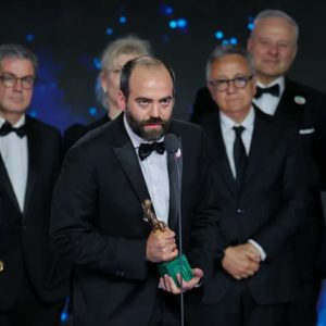Francesco Sossai accepts the David di Donatello for Best Film for ‘The Last One for the Road’ Image credit: Ernesto S. Ruscio/Getty Images
