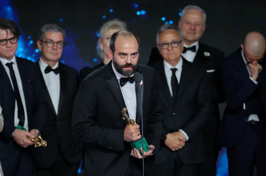 Francesco Sossai accepts the David di Donatello for Best Film for ‘The Last One for the Road’ Image credit: Ernesto S. Ruscio/Getty Images
