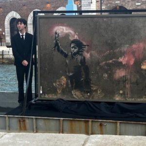 Unveiling of the restored Banksy mural, 'The Migrant Child'