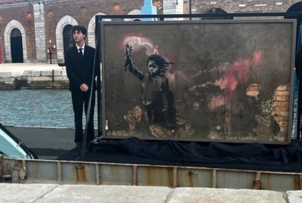 Unveiling of the restored Banksy mural, 'The Migrant Child'