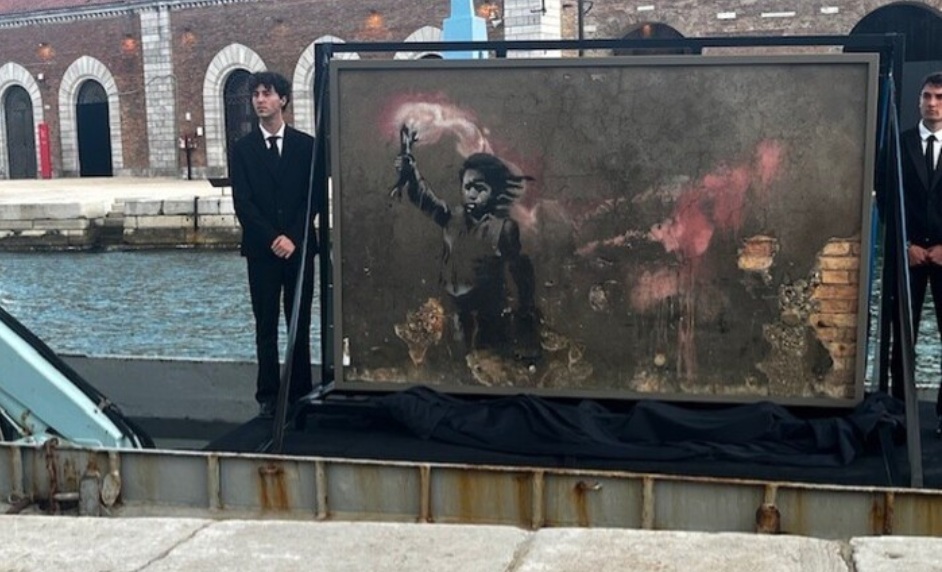 Unveiling of the restored Banksy mural, 'The Migrant Child'