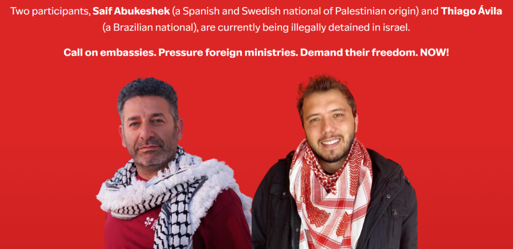 The two remaining detainees from the Global Sumud flotilla. Image - Global Sumud website