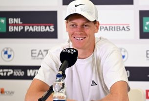 Jannik Sinner in his press conference after beating Djokovic record of straight wins Image credit: Foro Italico
