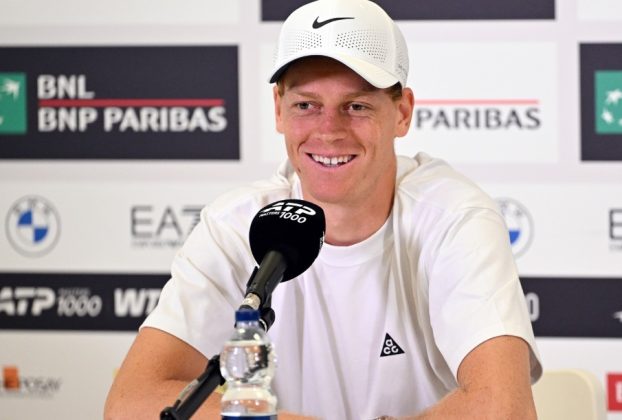 Jannik Sinner in his press conference after beating Djokovic record of straight wins Image credit: Foro Italico