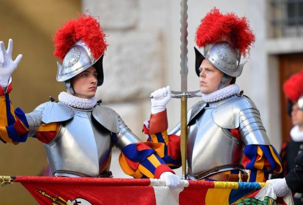 New recruit sworn in as member of the Swiss Guards. Image credit: Vatican News