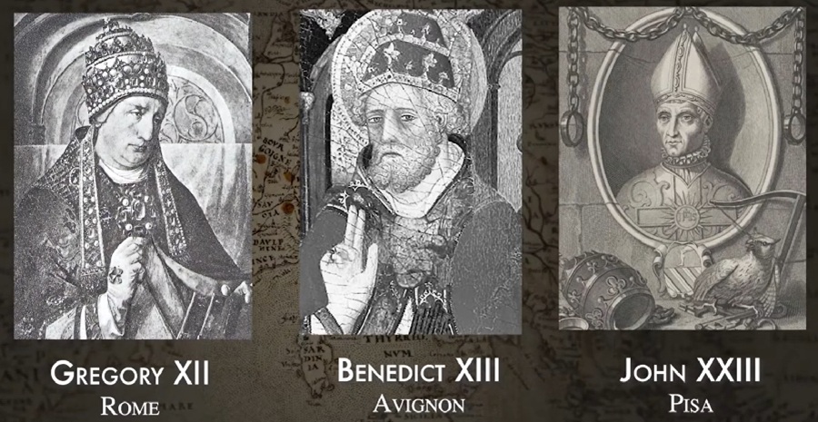 Image shows the three popes.
Three popes at the same time - The Great Western Schism
Credit: Vatican