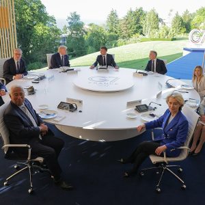 Meloni and Trump hold fence-mending talks at G7 G7 meeting in France - fence mending talks between Meloni and TRump. © European Union, 2026, CC BY 4.0 , via Wikimedia Commons
