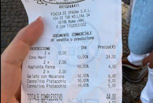 €44 for two ice creams, charges not reflecting what they were given.