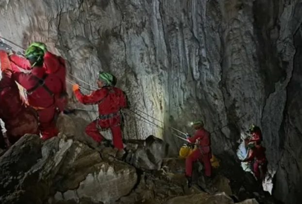 caver freed from flying boars cave in Piemonte