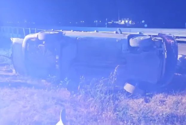 overturned car in which a sixteen-year-old was killed