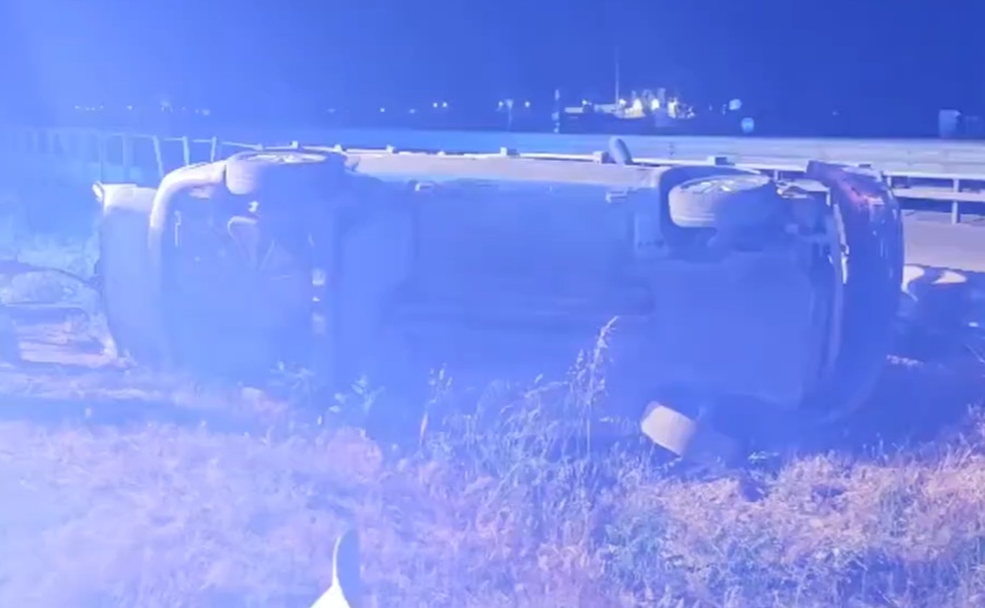 overturned car in which a sixteen-year-old was killed