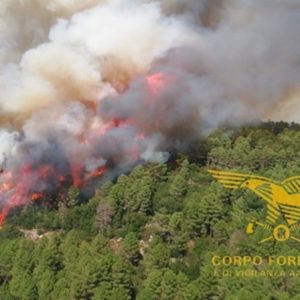Sardinia wildfire forces evacuations. Image creit: Corpe Forestale
