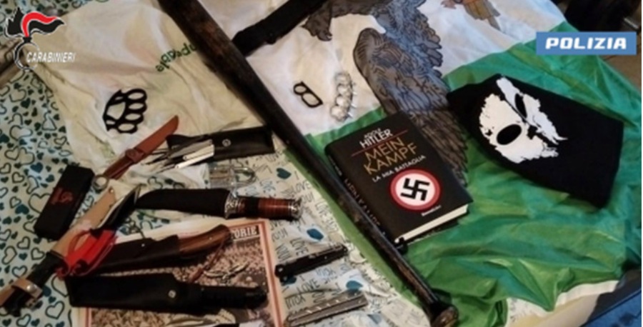 Nazi paraphernalia seized by police and DIGOS. Image credit: Carabinieri DIGOS