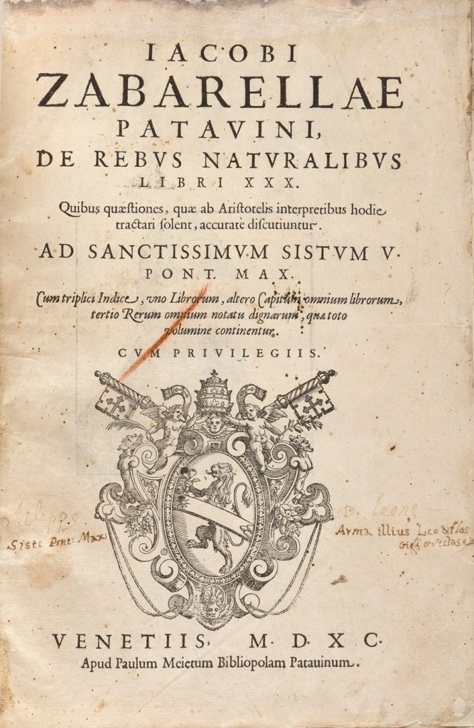 Front cover of Zabarella's De rebus naturalis